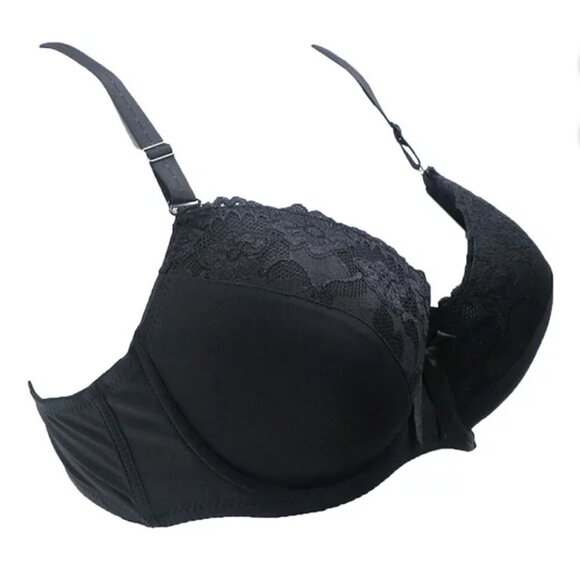 NWT Q – T  Intimates Lace Underwire Demi Everyday Bra 34C Black - Picture 3 of 11